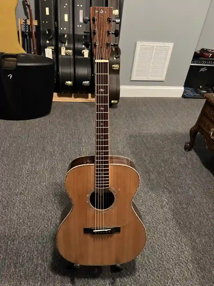 Sunburst electric guitar in case