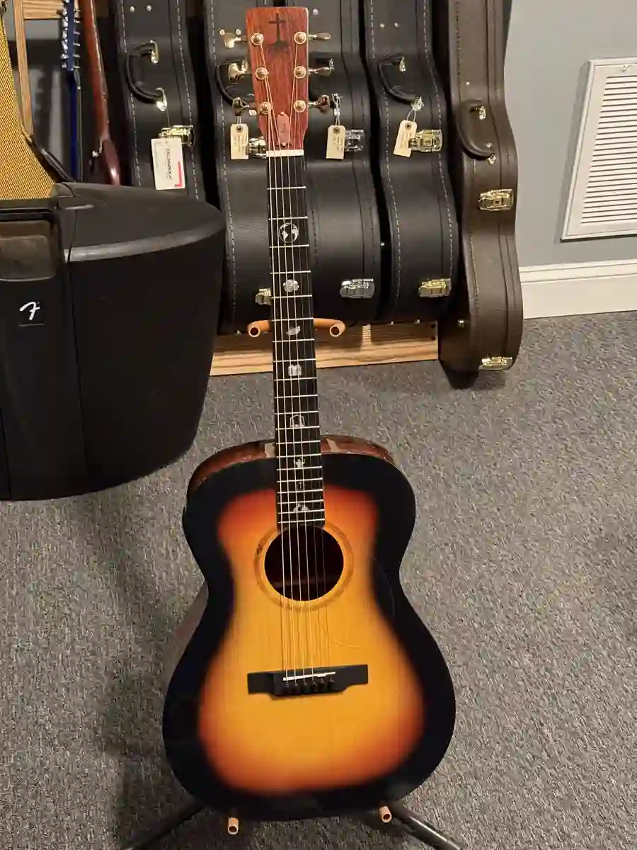 Sunburst acoustic with custom inlay