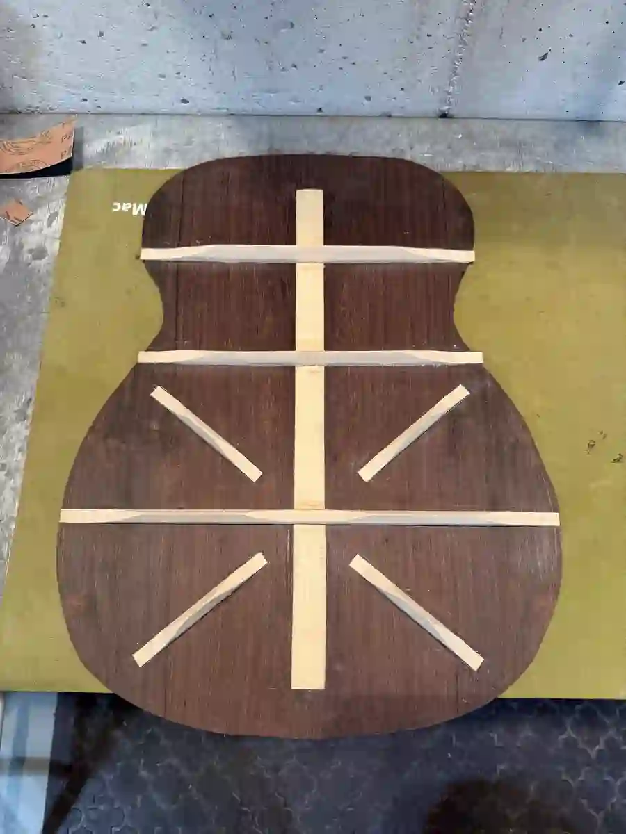 Rosewood acoustic guitar in open case